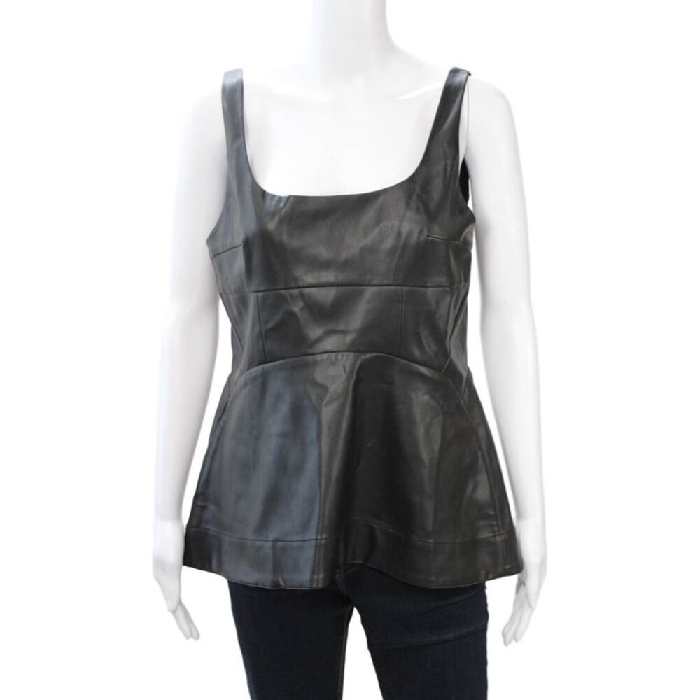 Proenza Schouler White Label Women Vegan Leather Biker Tank Black Size 6